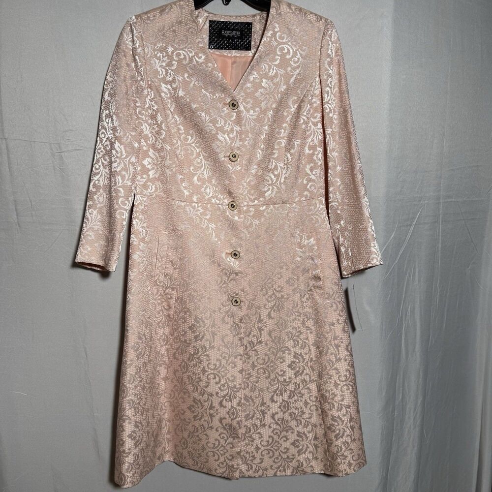 NWT John Meyer Pink Jacquard Button Front Coat Dress Size 6 A-Line Mother’s Day